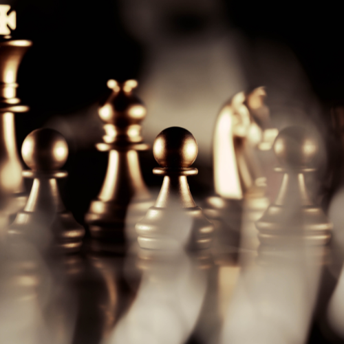 Strategically placed chess pieces